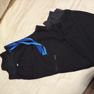 Figs Black Joggers with Blue Accents